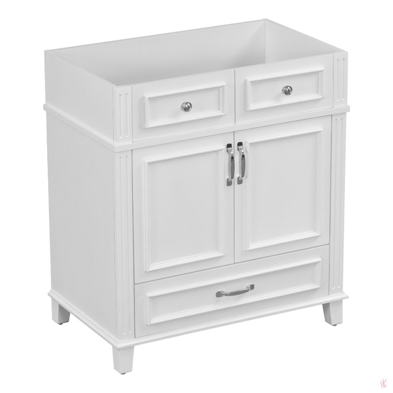 Meuble-lavabo de salle de bain 30 po sans comptoir, armoire de rangement en bois massif avec portes à fermeture douce, armoire de rangement en cadre seulement, style rétro