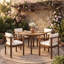 Ensemble de chaises de salle à manger d'extérieur en bois avec accoudoirs courbés et coussins confortables pour le patio-682988234-682988235
