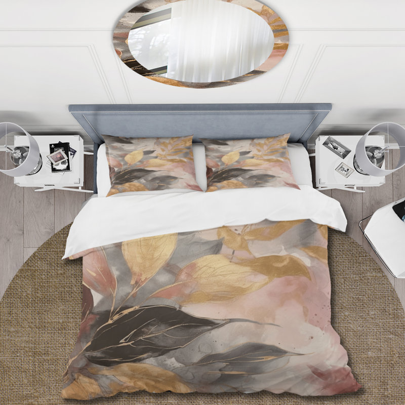 Gold Herb Elixir - Herbs Duvet Cover Set - Microfiber Polyester, King Duvet Cover + 2 King Shams