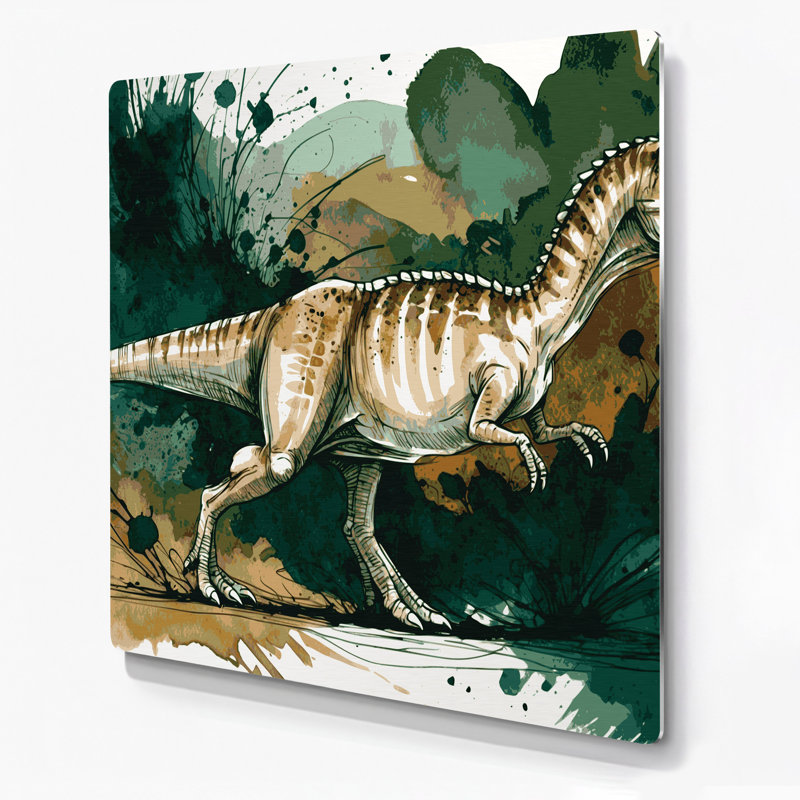 «Dinosaur Compsognathus», art mural en métal vert, H 32 po x l 32 po