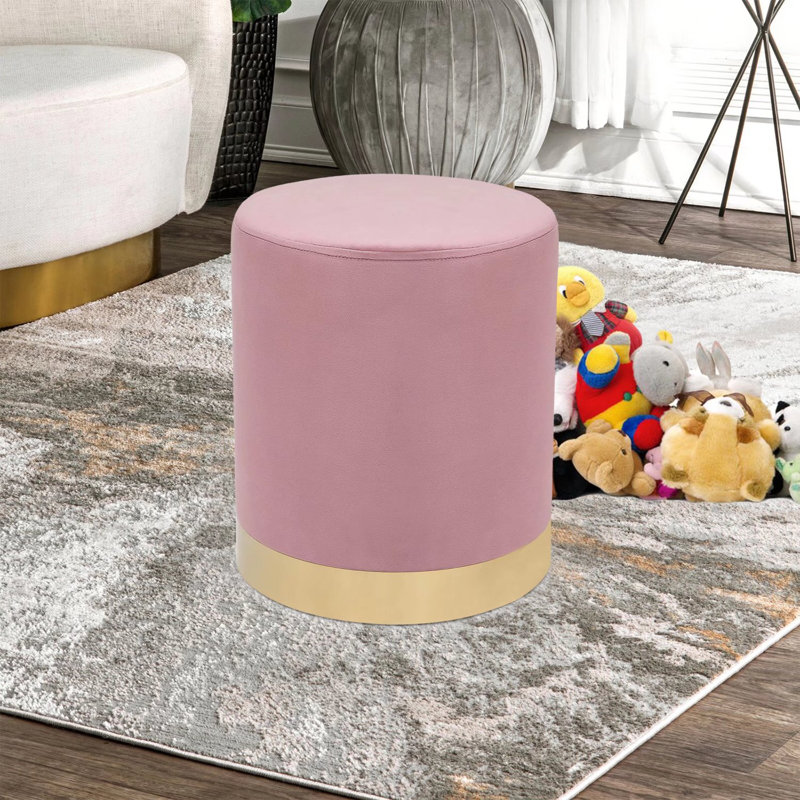 Repose-pieds cylindrique en velours, Feuille d'arbre