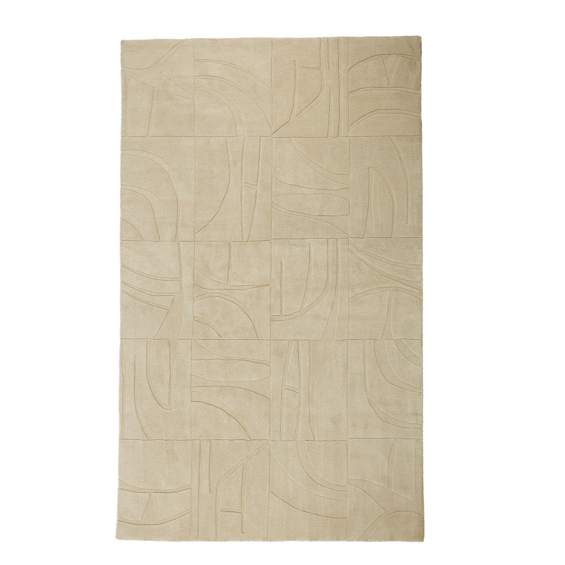 Hand Tufted Wool Area Rug in White, Rectangle 11' x 14'