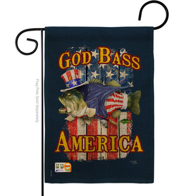 Breeze Decor G161087-Db God Bass America Burlap Americana Patriotic Impressions Decorative Vertical 13" X 18.5" Double Sided Garden Flag