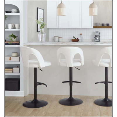 Adjustable Barstool In Metal With Rounded T Footrest - Set Of 2