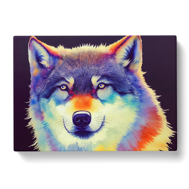 Wolf Watercolour Vol.1 - Wrapped Canvas, 35cm H x 50cm W x 3cm D