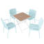 Holiday - Fauteuil empilable en PP bleu clair 4 pièces pour une utilisation intérieure / extérieure - Dossier ergonomique à lattes avec table pliante multifonctionnelle intérieure / extérieure moderne - Plateau de table en PP avec pieds en métal (blanc, kaki)-473429115