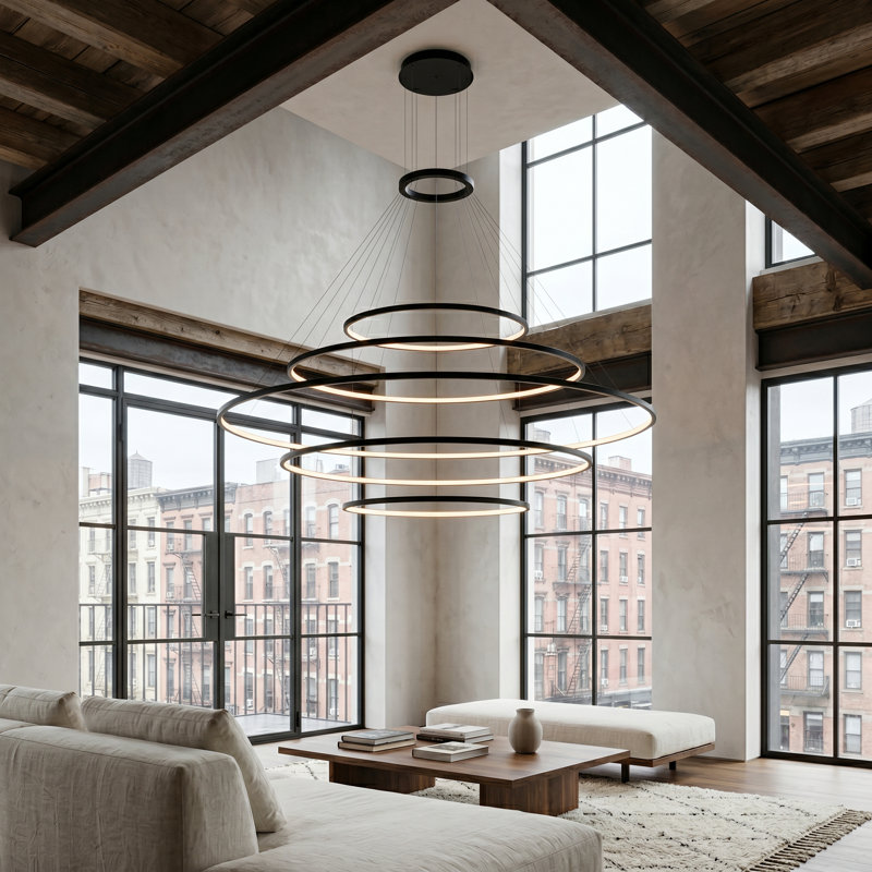Circular 5 - Light LED Chandelier, Black, 3000K, Black
