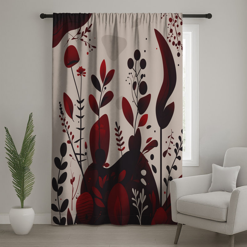Rideaux floraux, voilages et voilages à motif floral - 1 panneau, Blockout, 50" x 80" - 1 Panel