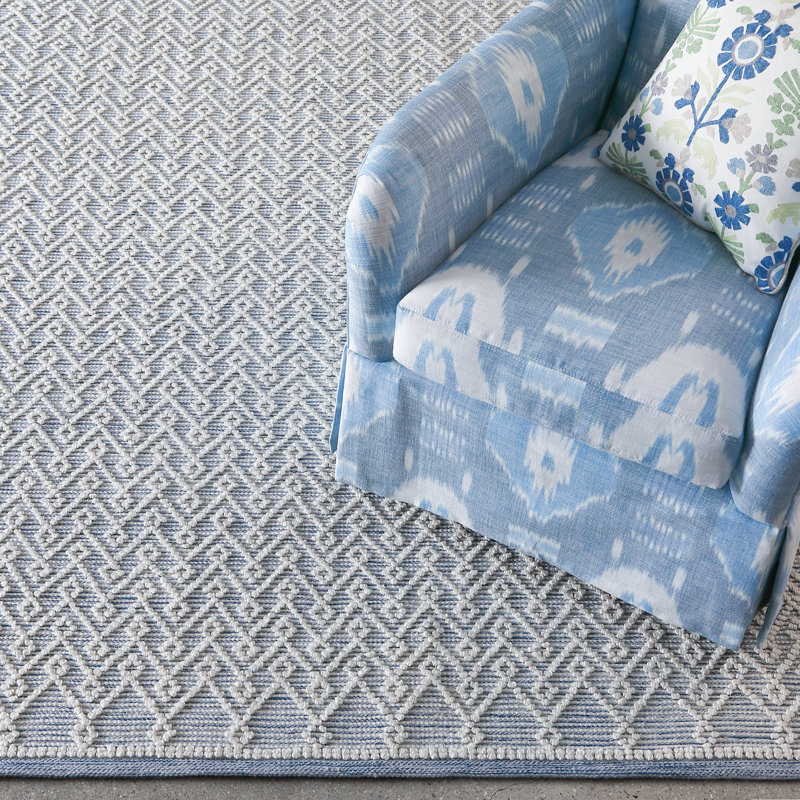 Global Recycled Standard Pearly Hand-Woven Loop Pile Recycled Rug Denim Blue, Runner 2'6" x 5'