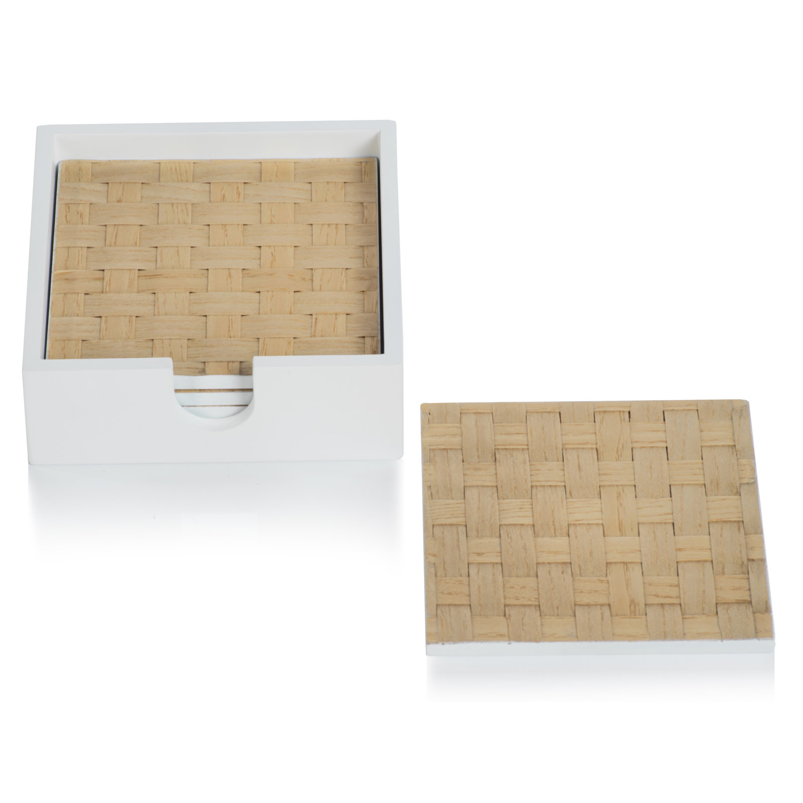 5 Piece Woven Ash Coaster Set with Holder