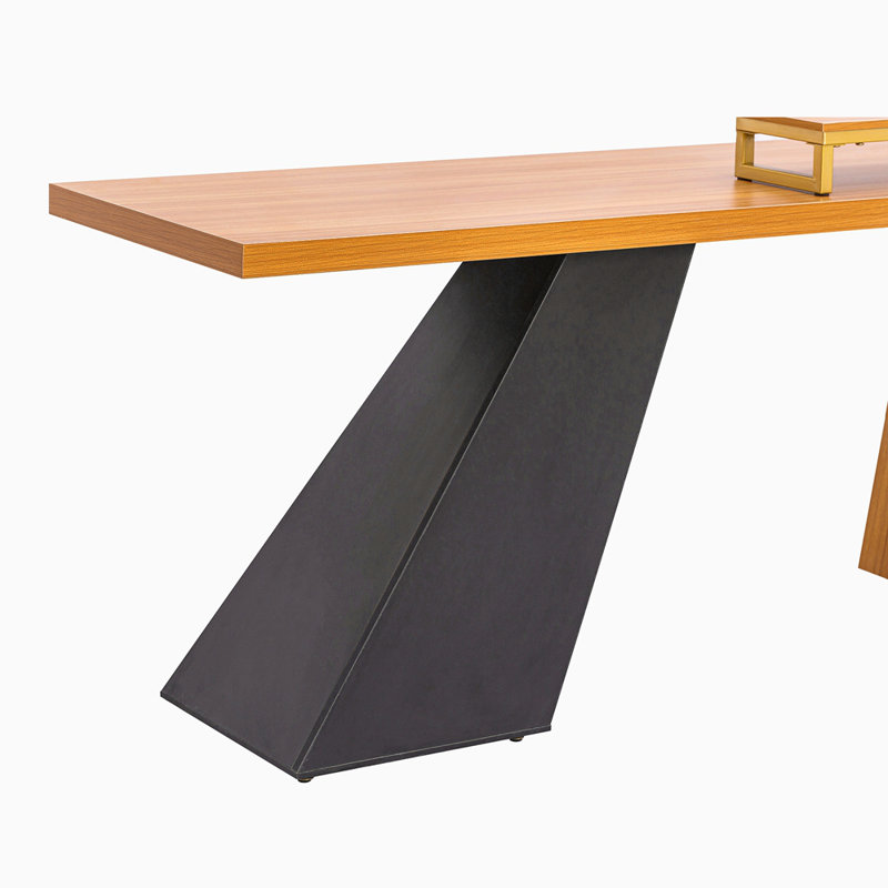 Bureau de direction moderne de 63 po, bureau d'écriture en bois industriel rustique, bureau d'étude avec support pour écran, bureau d'ordinateur rectangulaire pour bureau à domicile, salon, teck