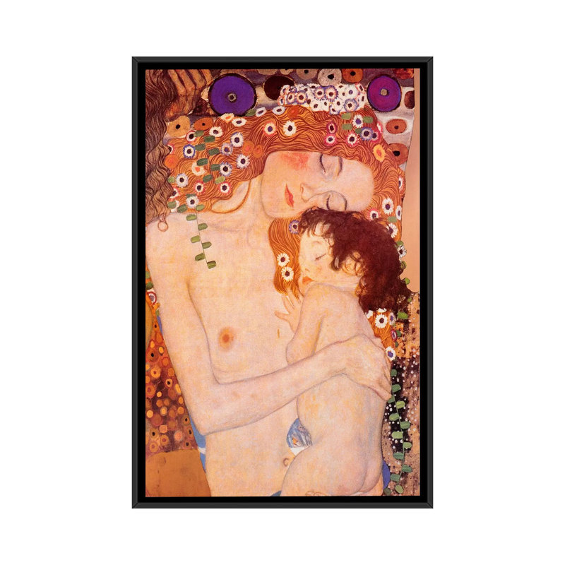 «Mother And Child» par Gustav Klimt, reproduction sur toile tendue sur châssis, H 26 po x l 18 po x P 1,5 po