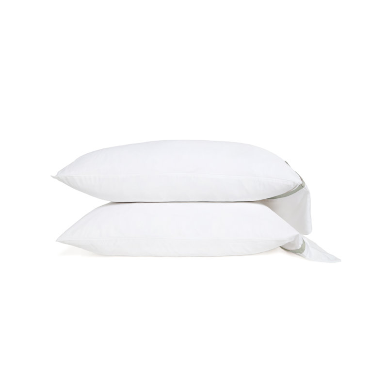 Langston Sateen Sheet Set, King, White/Sea Glass