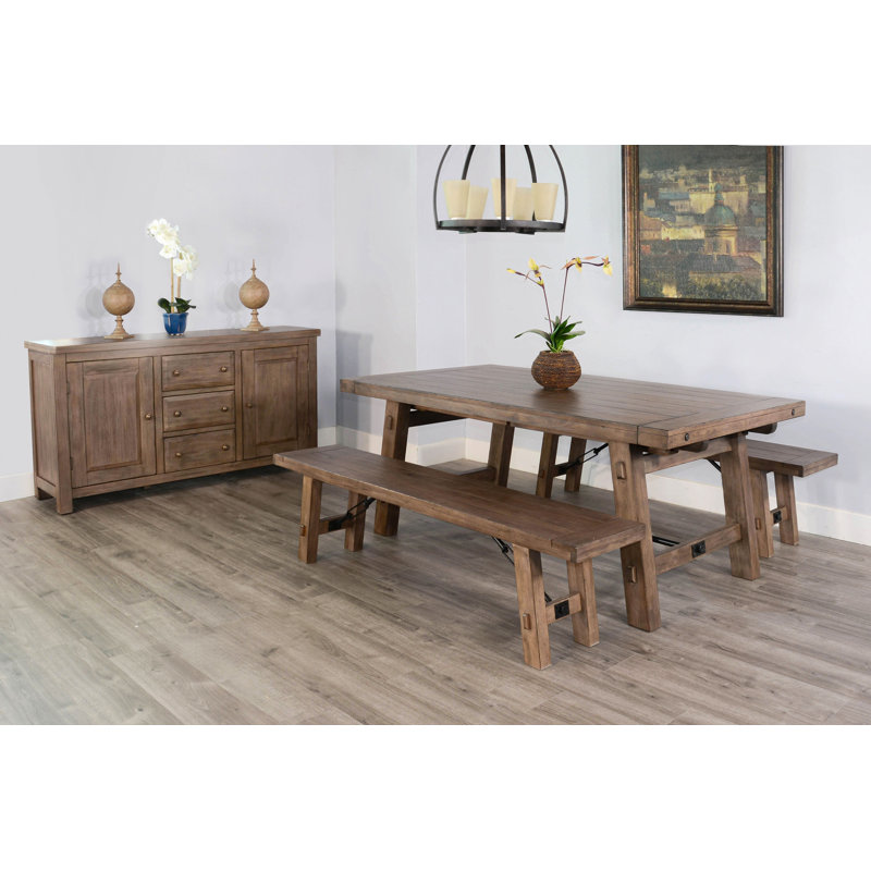 Coweta Extendable Mahogany Solid Wood Dining Table, Buckskin