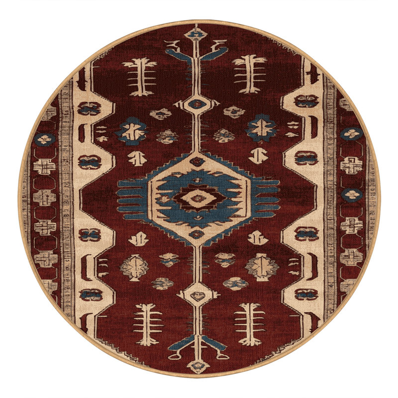 Machine Washable Turkish Brown Area Rug, Round 3'