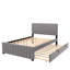 Lit plateforme tapissier en velours avec lit gigogne