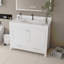 Modern 43"Bathroom Vanity with Artificial marble Carrara  top Set , Multi-functional Bathroom Cabinet with Doors and Drawer, Solid Frame and MDF Board (single faucet hole)