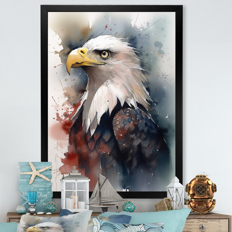 Portrait d'aigle II - Impression sur toile, Cadre photo noir, H 32 po x l 24 po x P 1 po