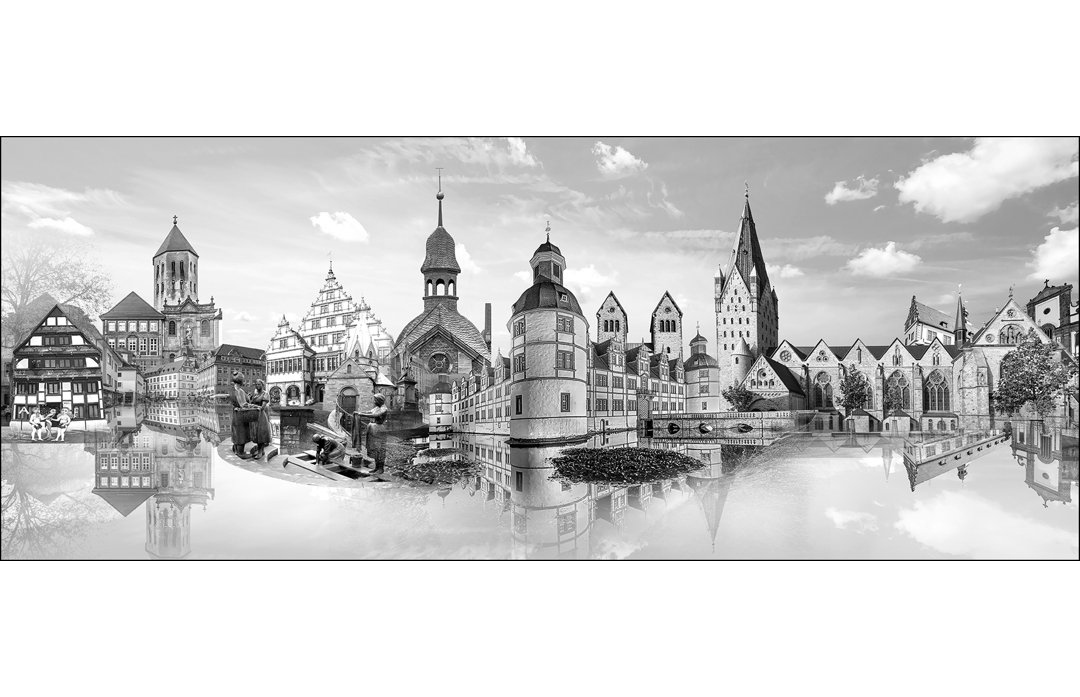 Paderborn – Rahmenloser Panorama-Kunstdruck auf Floatglas