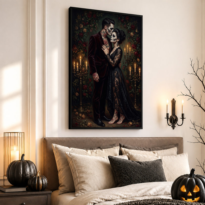Impression sur toile, "Sugar Skull Couple", H 18 po x l 12 po