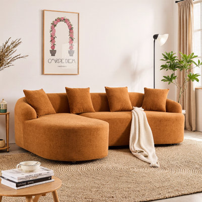 Canapé modulaire en L à compression avec méridienne incurvée - canapé modulaire en chenille désossé, mousse 30D haute densité - canapé-lit minimaliste pour salon, chambre à coucher, appartement, salon - aucun assemblage requis