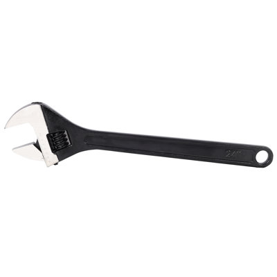 Adjustable Wrench, 24"W x 5.5"D x 1"H, Carbon Steel, 1 Piece, Black, 24" Length, Black Oxide Finish, Wide Adjustable Jaw