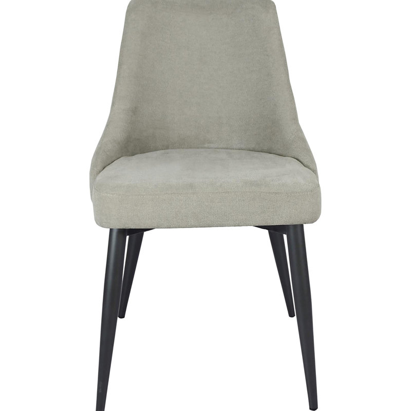 De 2 chaises de salle à manger glamour grises - Coussin, dossier élégant, extérieur à pieds fuselés, style Mid-Century