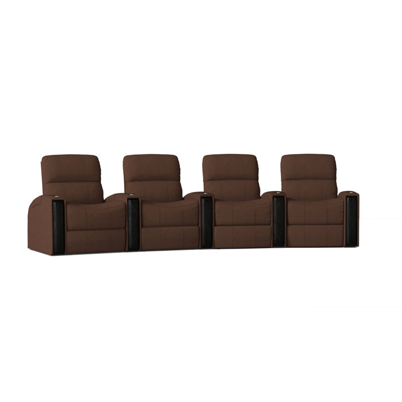Upholstered Home Theater Seating with Cup Holder, Luxe Espresso, Manual