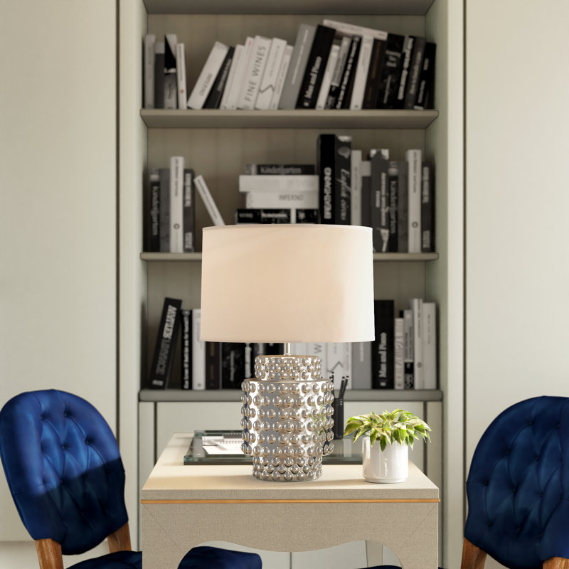 Dolly 22" Table Lamp, Nickel Metallic Glaze, Fondine