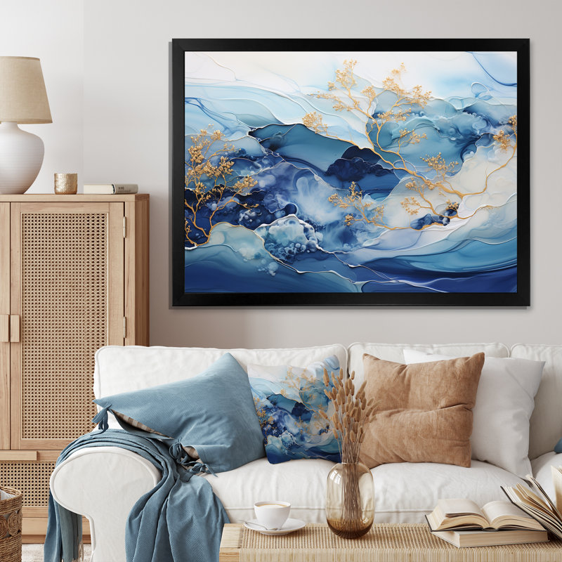 «White and Blue Alco», impression sur toile, H 12 po x l 20 po x P 1 po, Cadre simple noir