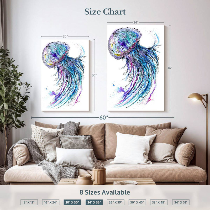 Brampt Vibrant Jellyfish, 36" H x 24" W
