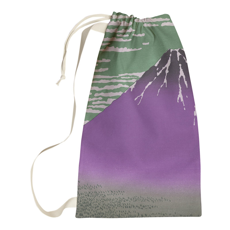 Katsushika Hokusai Fabric Laundry Bag with Handles, Large (76.5" H x 29.5" W x 1.5" D), Purple/Green