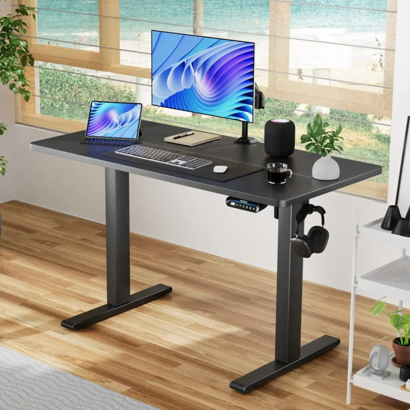 Extra Large Standing Desk Electric Height-Adjustable, Black, 39.37" W x 23.62" D