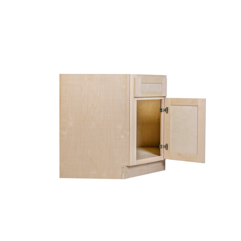 Unfinished Ready To Assemble Solid Wood Shaker Kitchen Diagonal Corner Sink Base Cabinet - 36" W x 34.5" H x 24" D - BCSF36