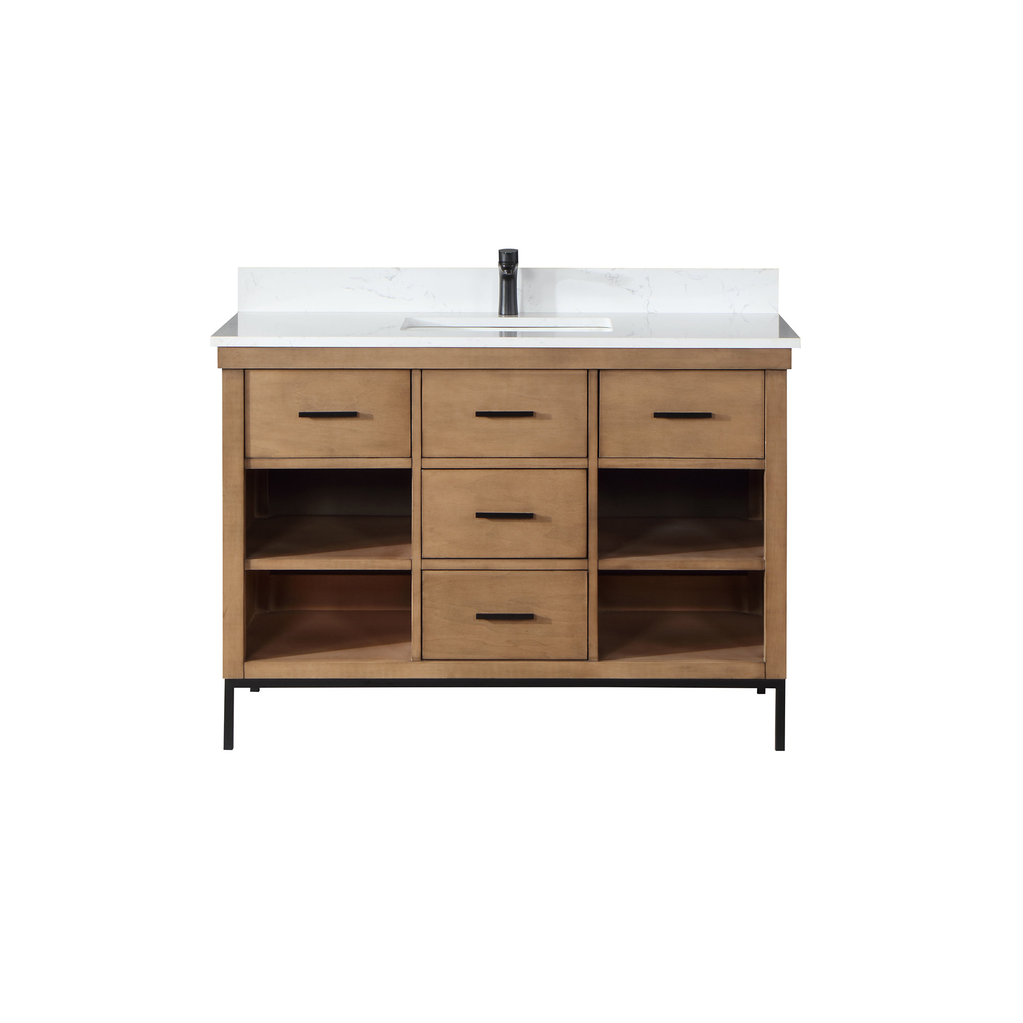 Kesia 48'' Single Bathroom Vanity, Brown, Matte Black