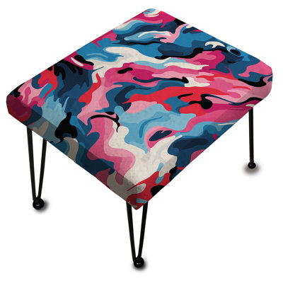 Repose-pieds tribal rose et bleu à motif tribal abstrait