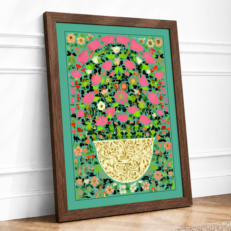 Spring Blooms In Pale Yellow Botanical - Single Picture Frame Print, Walnut, A4 - 29.7 x 21.0 cm