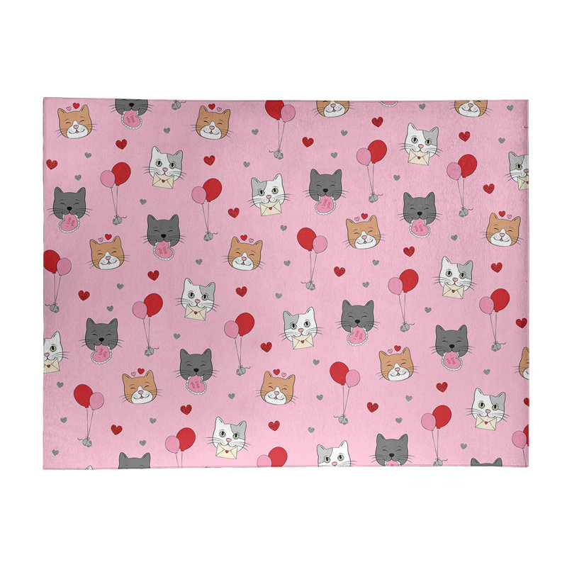 Tapis rose/gris/rouge fait main, Rectangle 4 pi x 6 pi