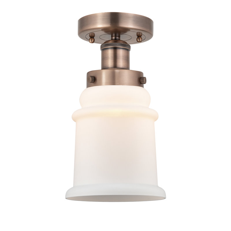 Plafonnier semi-encastré en verre Alvi, Blanc mat, Cuivre antique