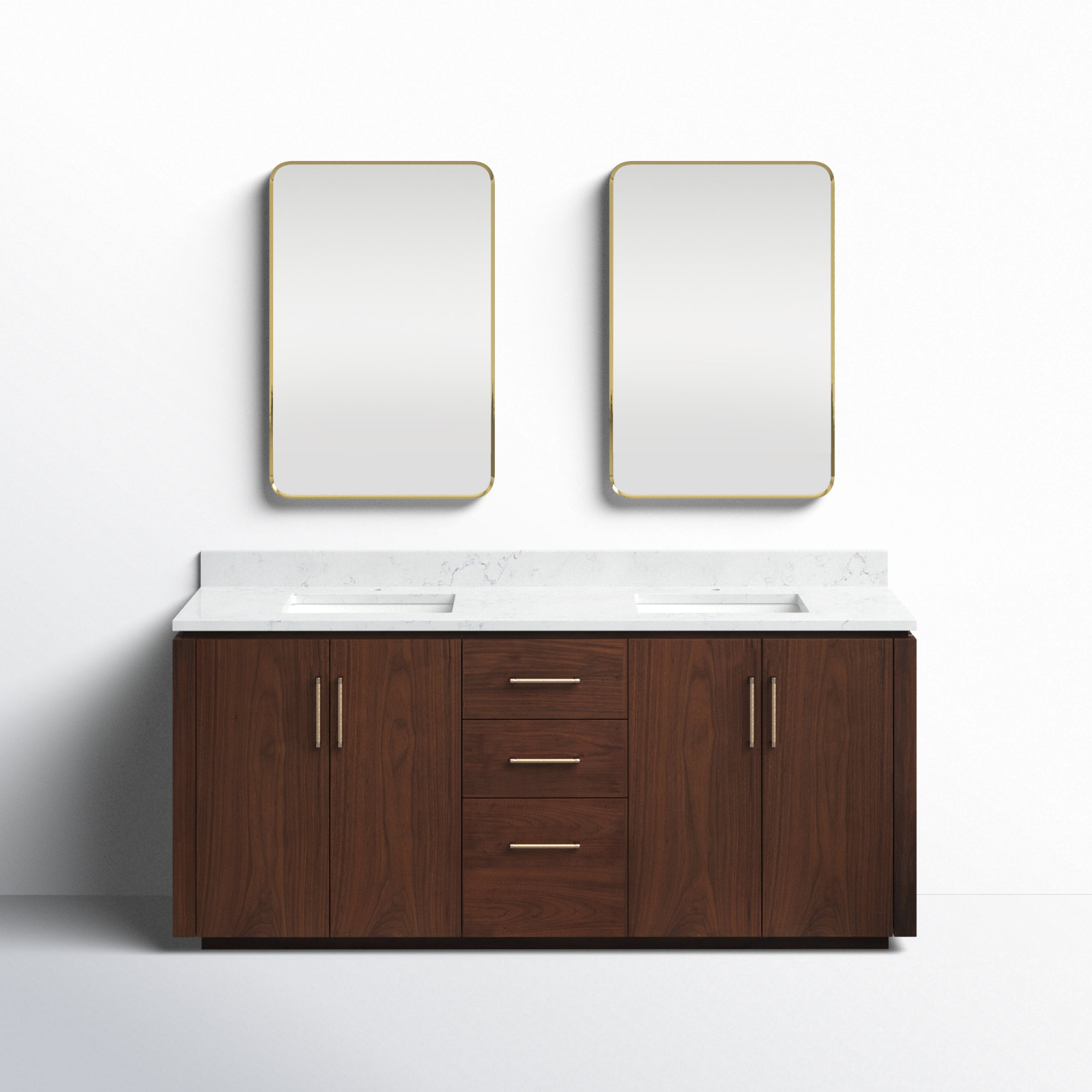 Cloverfield 72'' Double Bathroom Vanity, Natural Walnut, Gold