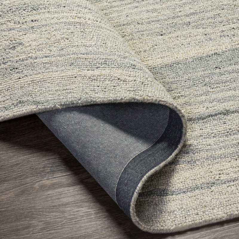 Abstract Handmade Tufted Wool Gray/Beige Area Rug, Rectangle 8'10" x 12'