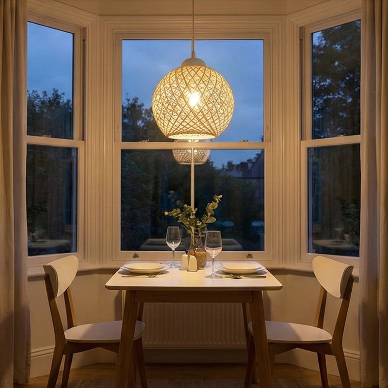 Luminaire suspendu globe en coton, Argent / Laiton
