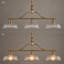 Lustre de salle à manger en fer bronze à 3 lumières de 32 pouces avec chaîne de suspension réglable (ampoules comprises)-692720472