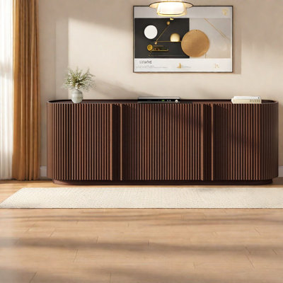 Meuble télé cannelé avec rangement, meuble télé en bois aggloméré