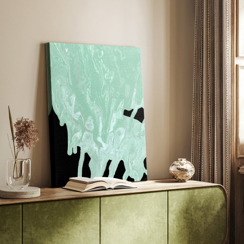 Bleu sarcelle cascade I - galerie Cavas sur mesure, H 48 po x l 32 po
