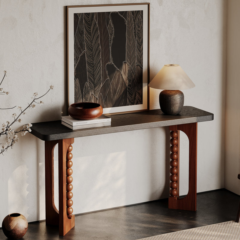 Console étroite, table de canapé polyvalente à placer derrière les canapés, table d'appoint de style rustique, table de fabrication en bois robuste avec base artistique