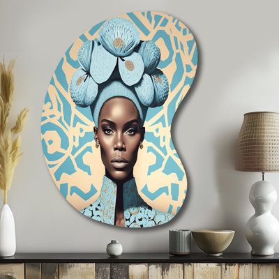 «Retro Haute Couture African American Lady V» - forme de flèche afro-américaine - art mural métallique asymétrique