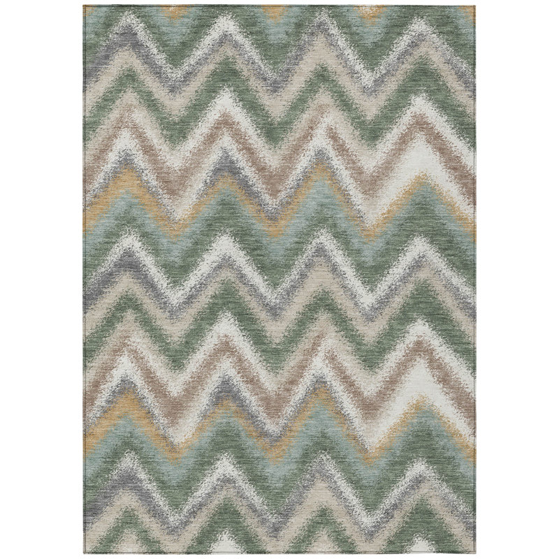 Machine Washable Indoor/Outdoor Chantille ACN2596 Geometric Rug, Basil, 10' x 14'