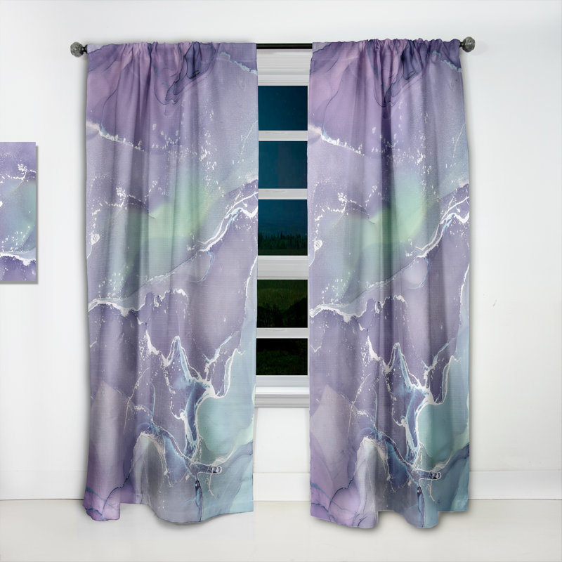 Purple And Blue Liquid Fuchia Art VII - Modern Velvet Curtain - Room darkening - 1 panel