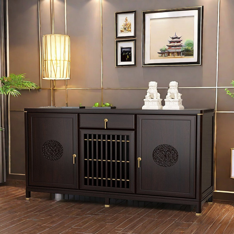 Chinese Style Solid Wood Sideboard, Brown